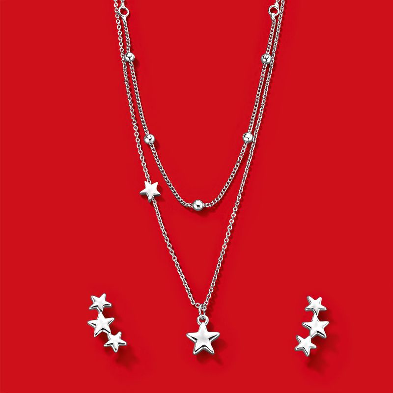 Estuche-collar---aretes-Sparkling-Stars-plata