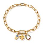 Pulsera-de-cadena-con-dijes-colgantes-ba�ada-en-oro-de-24K