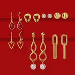 Set-x8-aretes-ba�ados-en-oro-de-24K-colgantes-y-cortos