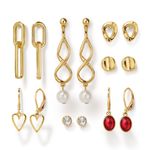 Set-x7-aretes-ba�ados-en-oro-de-24K-colgantes-y-cortos