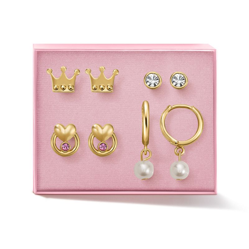 Set-x4-aretes-para-ni�a-ba�ados-en-oro-de-24K