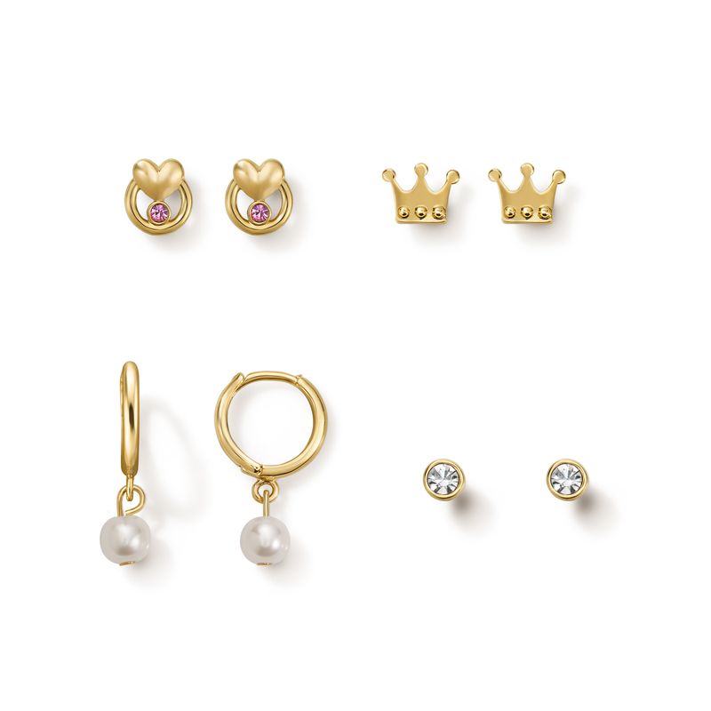 Set-x4-aretes-para-ni�as-ba�ados-en-oro-de-24K