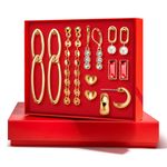 Set-x7-aretes-para-mujer-ba�ados-en-oro-de-24K