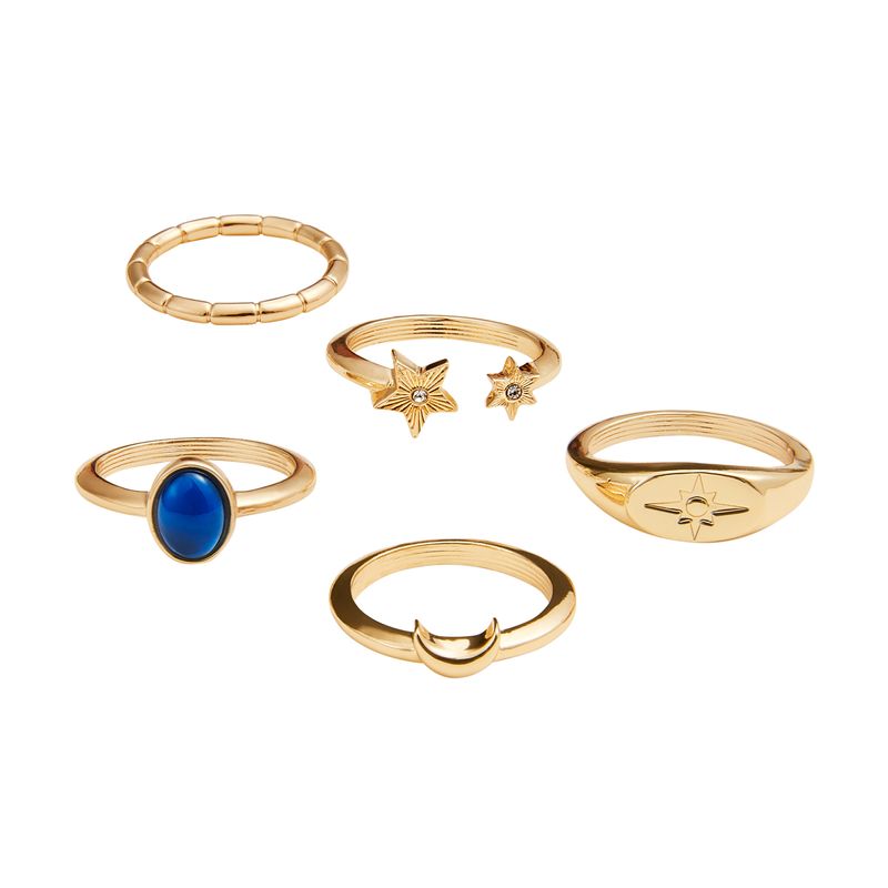 Set-de-anillos-para-mujer--contiene-5-piezas-de-color-dorado-con-aplicacones-acrilicas-y-cristales.
