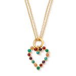 collar-dorado-con-dije-coraz�n-y-cuentas-de-colores-ba�ado-en-oro-de-24k