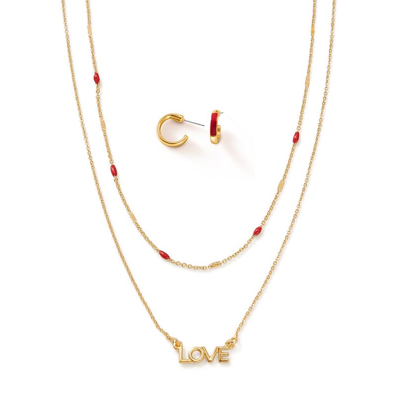 juego-de-collar-y-aretes-dije-LOVE-en-ba�o-de-oro-de-24kk-y-piedras-pintadas-a-mano-en-rojo