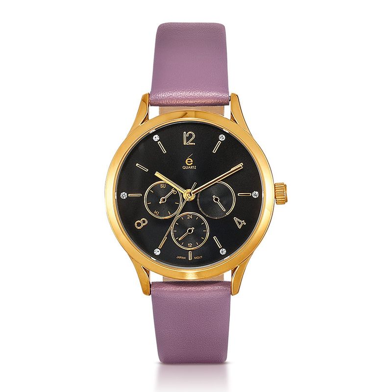 reloj-dorado-con-correa-morada